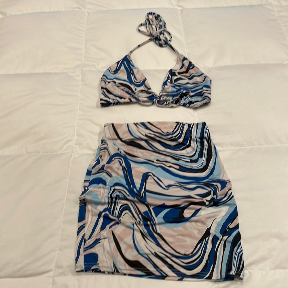 Pretty little thing mini skirt and bikini top set